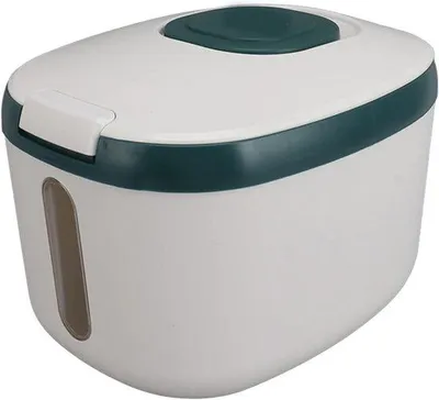 Immagine prodotto di Contenitore per riso - Scatola ermetica per riso con finestra trasparente per cereali Farina di zucchero (L Green 15 kg/331 lb)