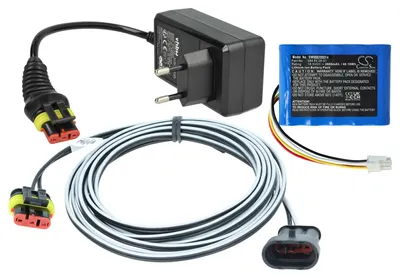 Produktbild von vhbw 1x Netzteil, 1x 2600 mAh Akku, 1x 3 m Niederspannungskabel kompatibel mit Gardena Sileno + R160Li, Sileno City 250 15001, Sileno City Rasenmäher