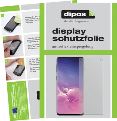 Instructions for applying a screen protector to a smartphone, alongside marketing material for the product.
