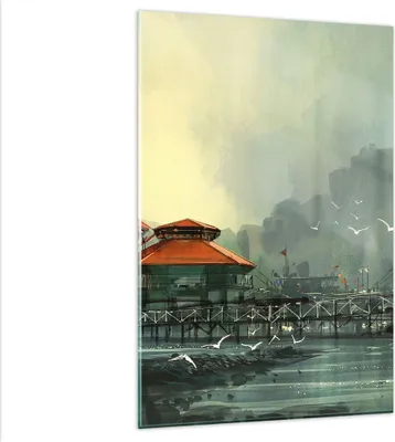 Produktbild von Bilder auf glas - Einteilig - Meer Ufer Möwe - 80x120cm - Glasbilder - Wandbilder - Bilder - zum Aufhängen bereit - Wanddekoration aus Glas - Glas Bilder - Wandbild auf Glas - GPA80x120-3828