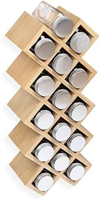 Image de Étagère à herbes en bambou, 18 pièces, étiquettes incluses, 44 x 18,5 x 9,5 cm, stable