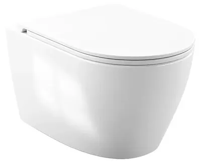 Produktbild von Wand-WC - D-förmige Toilette - Spülrandlos - Tiefspüler - Softclose-Sitz - Leise Spülung - Modern - Weiß