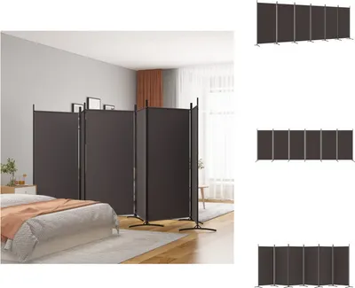 Obrázek produktu pro vidaXL 6dílný skládací paraván hnědý 520x180 cm látka - rozdělovač místností