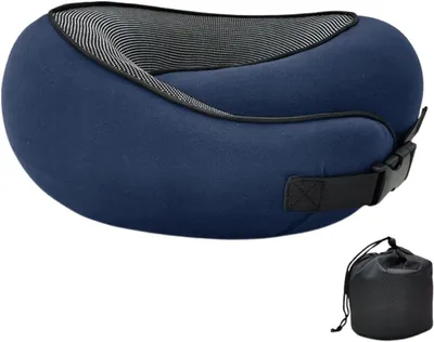 Produktbild von Ultraleichtes, tragbares, verstellbares Nackenstützkissen aus Memory-Schaum für Zuhause und unterwegs, Marineblau