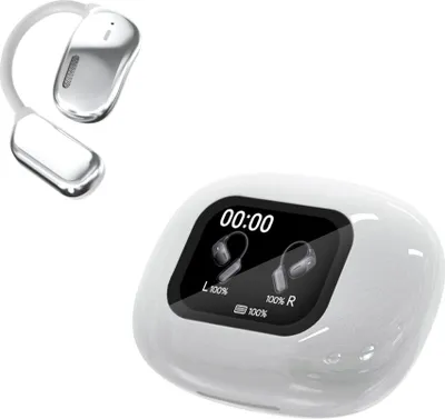 Immagine prodotto di INF Auricolari Bluetooth con Touch Screen a Colori: Audio HIFI, Gaming a Bassa Latenza, Sterilizzazione UVC Bianco