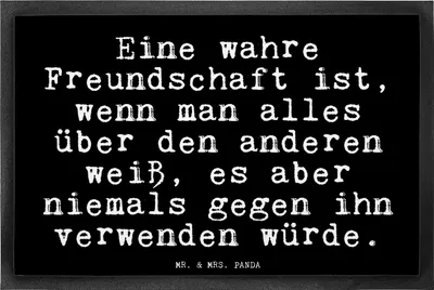 Produktbild von Mr. & Mrs. Panda fußmatte Eine wahre Freundschaft ist,... 40 x 60 cm - Schwarz - Geschenk, Eingangsteppich, Bodenvorleger, Schmutzfangmatte, beste Freundin, Freundinnen