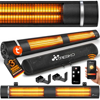 Produktbild von TRESKO® Infrarot Heizstrahler 3000W mit WiFi & Fernbedienung Innen & Außen | Wärmestrahler Terrasse elektrisch mit 3 Heizstufen | Wand-Infrarotstrahler Terrassenstrahler Wickeltischstrahler Outdoor
