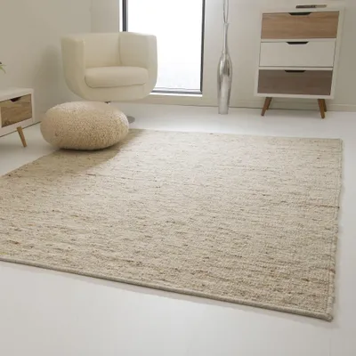 Produktbild von Landshut Handwebteppich aus 100 % Schurwolle - natur, Größe: 130x190 cm