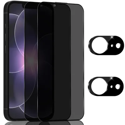 Zdjęcie produktu dla 2-pak iPhone 17e Szkło ochronne na ekran Privacy & 2-pak ochrona obiektywu - Szkło hartowane 9H - Super jakość 3D