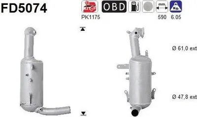 Produktbild von AS FD5074 Dieselpartikelfilter Rußpartikelfilter DPF für OPEL COMBO Kasten/Kombi (X12) Euro 5 Abgasanlage Diesel