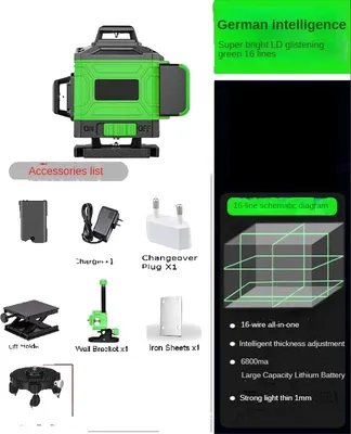Obrázok produktu pre 4D laserová vodováha, 16 línií, IP54, 16 línií s držiakom