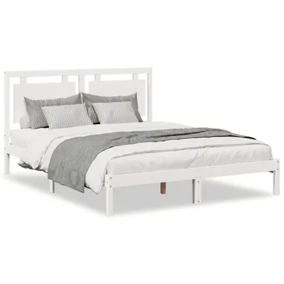 Produktbild von vidaXL Massivholzbett Extra Lang ohne Matratze Weiß 160x210 cm