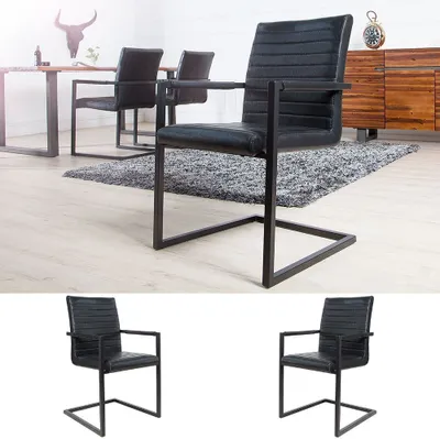 Produktbild von 2er Set Freischwinger MENGA schwarz schwarz Industrial-Look