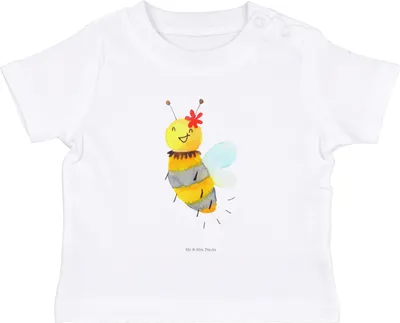 Produktbild von Mr. & Mrs. Panda Babyshirt Biene Blume 12. - 18. Monat - Weiß - Geschenk, T-Shirt Baby, , Kinder Shirt