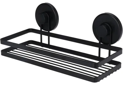 Produktbild von Schwarzes Duschregal aus Metall mit Saugnäpfen 25x10x8,5 cm