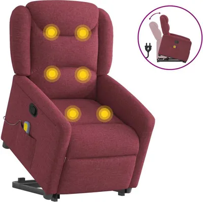Produktbild von Massagesessel mit Aufstehhilfe Weinrot Stoff