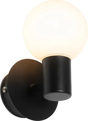 Produktbild von QAZQA - Moderne Bad I Badezimmer Wandleuchte schwarz IP44 - Cederic Up - Glas Kugel I Kugelförmig - LED geeignet G9