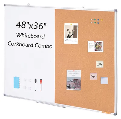 Produktbild von Kombinationswandtafel – 120 x 90 cm, Whiteboard und Korkwand – Aluminiumrahmen