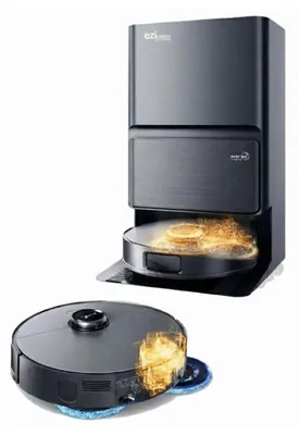 Immagine prodotto di Robot aspirapolvere e lavapavimenti - EZICLEAN - PureFlow MAX - LIDAR connesso con base di svuotamento - 14.000 Pa - 4 L - Nero