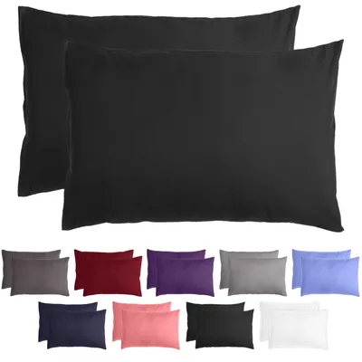 Produktbild von Komfortec Premium Kissenbezüge 2er Set 40x60 cm mit Reißverschluss, gebürstet 100% Polyester 120g/m², Kopfkissenbezug, Superweiches Kissenhülle Set, Schwarz