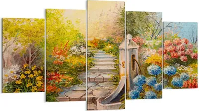 Produktbild von Bild auf Leinwand - Leinwandbild - Garten Blumen Sommer - 160x85cm - Wand Bild - Wanddeko - Leinwanddruck - Bilder - Kunstdruck - Wanddekoration - Leinwand bilder - Wandkunst - EA160x85-3694