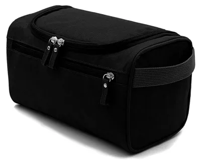 Produktbild von Hängender Kulturbeutel für Männer, große wasserdichte Kulturtasche mit Mesh- und Reißverschlussfach, Kosmetiktasche für Reisen, Schwarz
