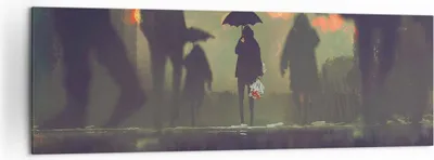 Produktbild von Bild auf Leinwand - Leinwandbild - Straße Regen Wasser - 160x50cm - Wand Bild - Wanddeko - Leinwanddruck - Bilder - Kunstdruck - Wanddekoration - Leinwand bilder - Wandkunst - AB160x50-3885