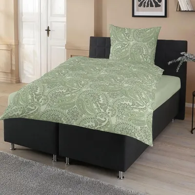 Produktbild von Traumschlaf Satin Bettwäsche Luana grün 155x220 cm + 80x80 cm