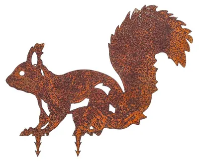 Rostiges Eichhörnchen Gartendekoration – realistisch, braun, 14x16 cm