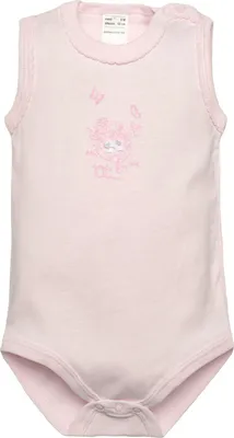 Produktbild von Ärmelloser Mädchen-Body rosa Blumen 100% Baumwolle