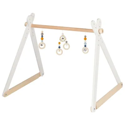 Image de Heimess Baby Gym en bois orange-bleu réglable 61x57x55cm