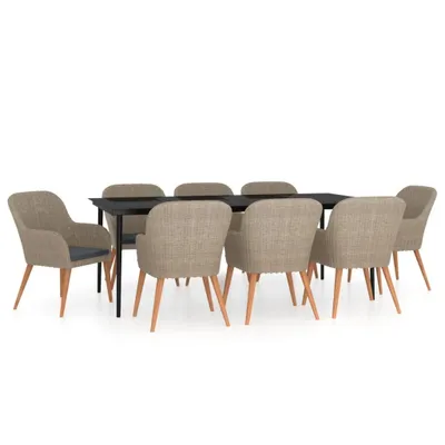 Image de salon de jardin 9 pièces avec coussins Marron