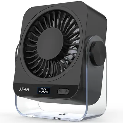 Produktbild von Tischventilator mit 5000 mAh Akku und Eiskühlungsfunktion – 199 Geschwindigkeitsstufen, leiser Betrieb (<35 dB), 120° neigbar – für Zuhause, Büro, Reise und Camping