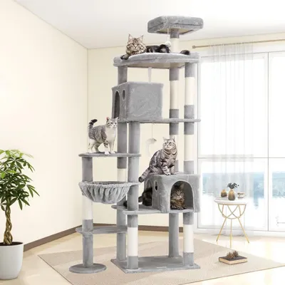 Produktbild von Katzenbaum XXL – Kratzbaum – Katzenturm – Katzenhaus – Katzenmöbel – 213 cm Höhe – Große Plattform