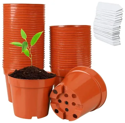 Produktbild von 60 Stück Kunststoff-Pflanzgefäße, 7,5 cm Durchmesser, mit Drainagelöchern für Sämlinge