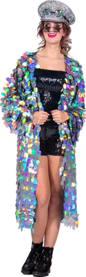 Image de Manteau à paillettes argent - Taille Costume Carnaval Manteau : M-L
