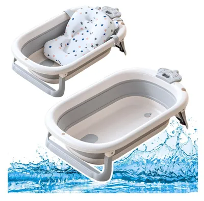 Produktbild von Babybadewanne faltbar mit Thermometer Sterne Grau
