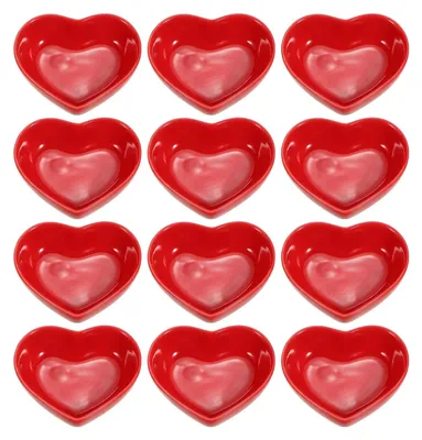 Produktbild von Set aus 12 Herzförmigen Keramischen Dip-Schalen 7 cm Rot
