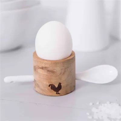 Produktbild von Eierbecher Set rund Hahn mit Löffel
