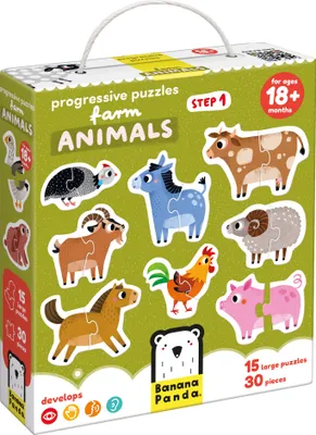 Immagine prodotto di Banana Panda puzzle passo-passo animali della fattoria 18m+