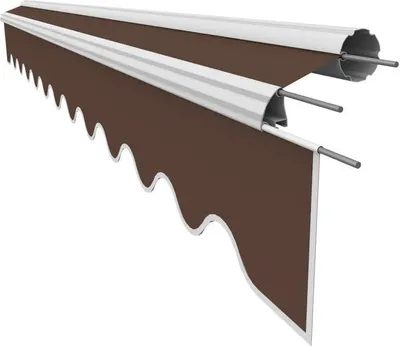 Produktbild von Leudus Markisenstoff mit Volant für 4x3m Markisen Markisenersatzstoff Markisentuch Sonnenschutz fertig genäht (3,83x3m SPD073)