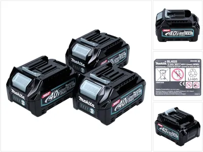 Produktbild von Makita Akku Set 40 V mit 3x BL 4025 2.5 Ah ( 3x 191B36-3 ) XGT Li-Ion Akku IP64 Schutzklasse mit LED Anzeige