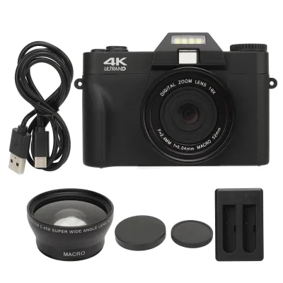 Image de appareil photo numérique 4K de 75 mégapixels avec écran rabattable à 180°, batterie de 1500 mAh, autofocus, zoom numérique 16x et fonction vidéo pour la photographie
