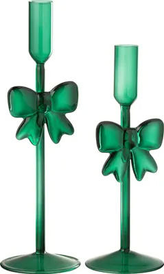 Immagine prodotto di J-Line Set di 2 candelieri in vetro verde scuro
