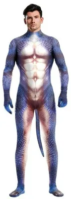Image de Costume de cosplay de dinosaure, aux couleurs bleu et blanc