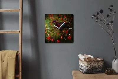 Produktbild von Coloray Hodiny Unikátní 30x30 cm  Tiché hodiny Pro obývací pokoj a kuchyň Nástěnné hodiny Plátno Bílé ručičky hodin - Požadavky na zvířecí ptáky