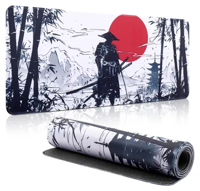 Productafbeelding van Gaming-muismat 800 x 300 mm – XXL-muismat – Grote, antislip muismat – Verbetert precisie en snelheid, Japans samurai-design
