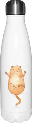 Produktbild von Mr. & Mrs. Panda Trinkflasche Katze Umarmen - Weiß - Geschenk, isolierflaschen, Thermos, trinkflaschen, Freunde, thermobehälter, Familie, Cat, Katzen, Wasserflasche