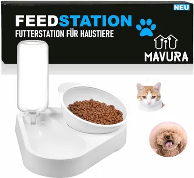 Immagine prodotto di FEEDSTATION Set Ciotola per la pappa Dispenser per la pappa Abbeveratoio per gatti Cani con fontanella