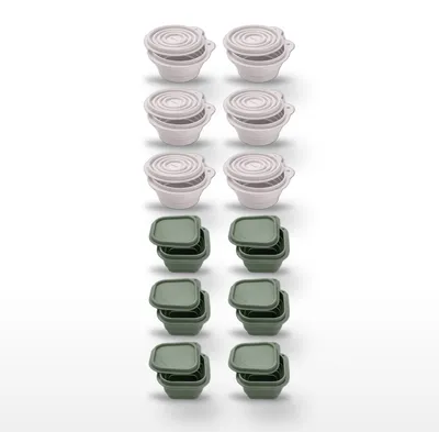 Image de Lot de 12 Boîtes à Snacks Pliables en Silicone Fackelmann Storage Blanc et Vert